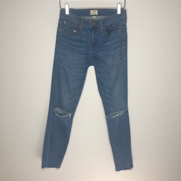 J. Crew Toothpick Skinny Distressed Raw Hem Jeans - Picture 7 of 10